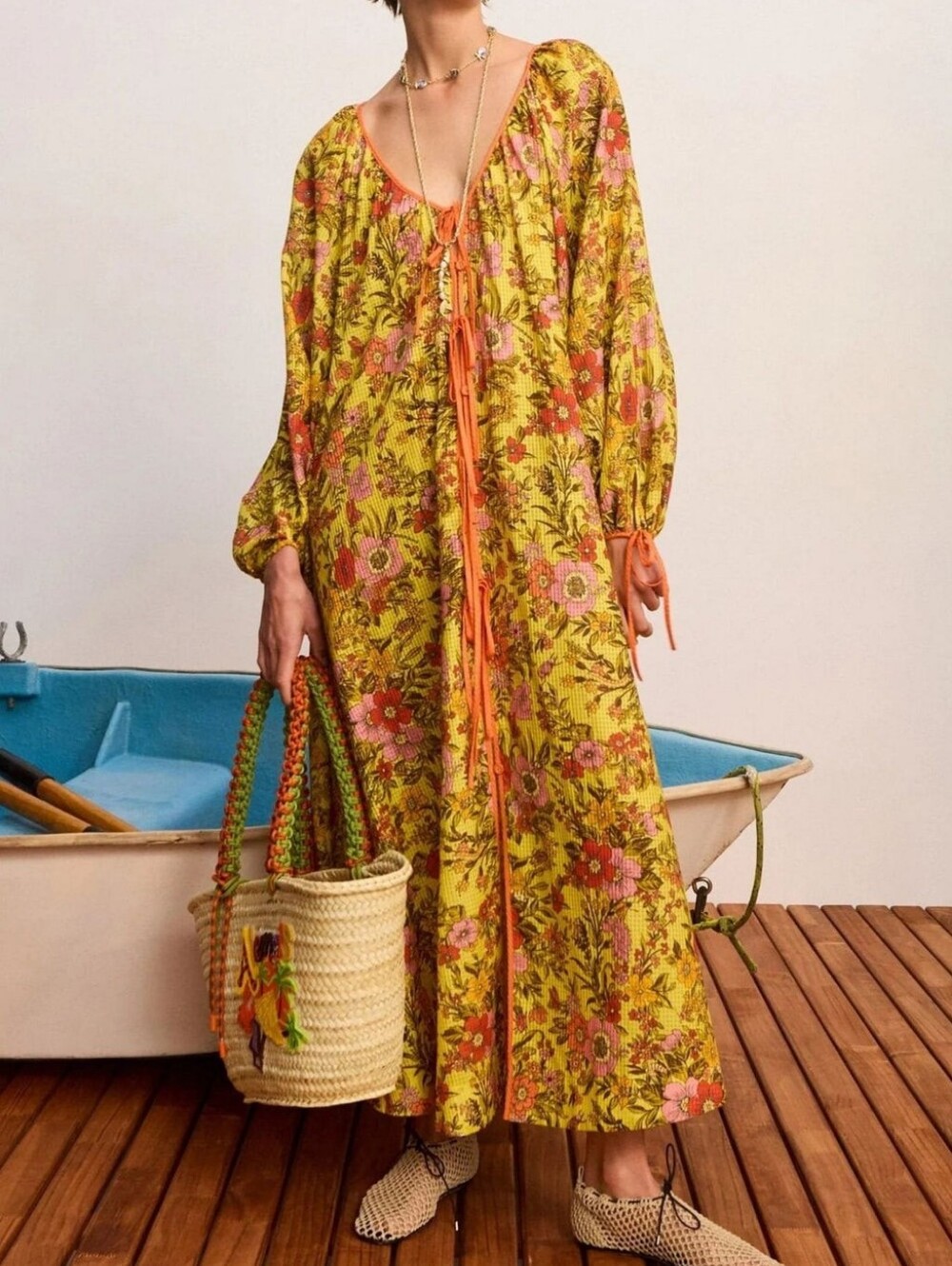 ALEMAIS Kitty Tie Front Shirtdress